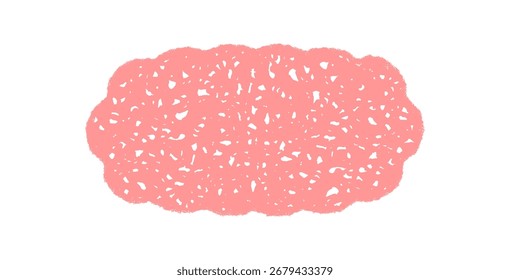 Groovy wavy scallop rectangle chalk border forms an abstract retro shape. Crayon hatched frame adds sketch shading for a stylish y2k graphic, perfect as a modern background in pink color.