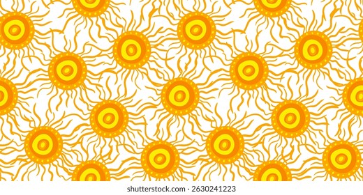 groovy white sun pattern wallpaper - vibrant summer aesthetic, bohemian folk art, abstract desert vibe, hand-drawn texture, bright warm seamless background
