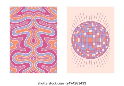 Groovy Y2K Fondo Diseño Conjunto Descubra de moda Formas estéticas ilustraciones abstractas Arte vectorial vintage retratos modernos artísticos Elementos pastel y más en esta colección única