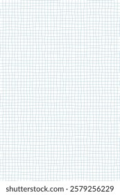 Groovy Y2K doodle grid, notebook texture. Lined paper, white with blue grid banner. Full page graph, blank squared design. Crumpled blue checkered pattern. Hand-drawn student sheet. Vector illustratio