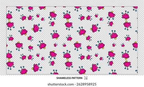 Groovy Y2K Inspired Abstract Floral Seamless Pattern in Pink and Yellow