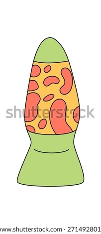 Groovy y2k psychedelic lava lamp in cartoon graphic style. Funky and vintage trippy yellow groovy element with retro inspiration. Music mood, bold graphic accent, perfect for creative pop themes.