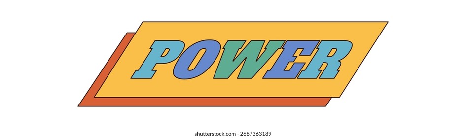 Groovy y2k typography forms a colorful rectangle with a comic and pop style font. Funky retro graphic blends as unique groovy element, vibrant shape for bold backgrounds or modern poster layouts.