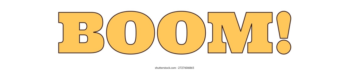 Groovy yellow pop comic typography in bold sticker style creates a fun retro label. Cartoon touch adds a playful, retro mood. Use as vibrant groovy element or trendy pop label artwork.