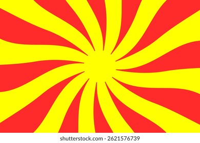Groovy Yellow Sun with Wavy Rays Vector Illustration. Retro Sunburst Background – Trendy 60s, 70s, 80s Style Psychedelic Summer Poster for a Preppy Modern Look
