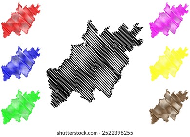 Gros-de-Vaud (Suíça, Confederação Suíça, Cantão de Vaud, Waadt ou Vôd) mapa ilustração vetorial, esboço de rabisco Bezirk Gros de Vaud mapa