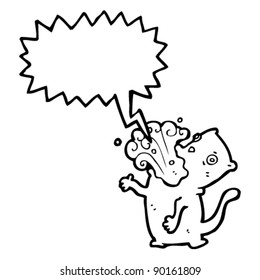 gross bad breath cat with speech bubble cartoon
