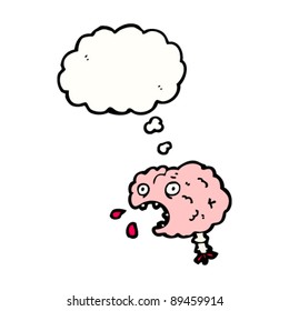 cerebro bruto con dibujos animados de burbujas de pensamiento