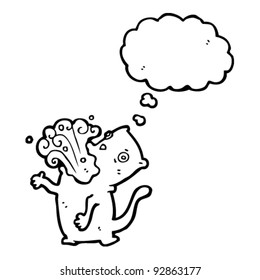 gross burping cat with thought bubble