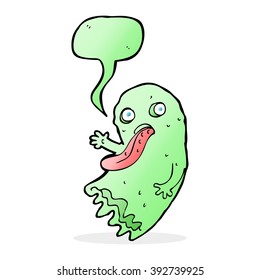 gross cartoon ghost with speech bubble