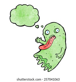 fantasma de las caricaturas brutas con burbuja de pensamiento