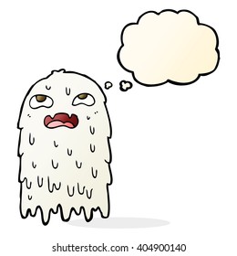 fantasma de las caricaturas brutas con burbuja de pensamiento