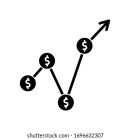 Gross domestic product black glyph icon. Market value monetary measure. Production equal and gross values added sum aggregate measure. Silhouette symbol on white space. Vector isolated illustration