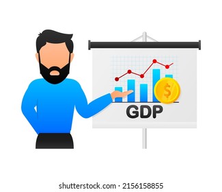 Gross Domestic Product Concept. Flat Icon. Arrow Vector Icon. Business Concept