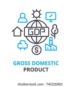 gross domestic product concept , outline icon, linear sign, thin line pictogram, logo, flat illustration, vector