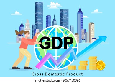 Gross domestic product. economic growth column and market productivity chart. world economy ranking, market economy concept. GDP vector isolated illustration.