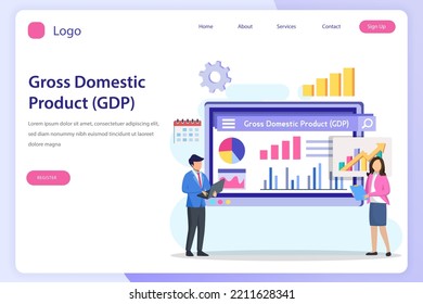 Gross domestic product or GDP statistic concept. landing page website flat vector template.