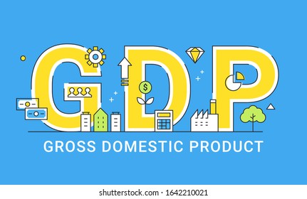 Gross Domestic Product. Illustrated Sign. Vector Design