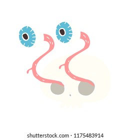 gross flat color illustration of eyeball skull
