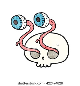 gross freehand drawn texture cartoon skull with eyeballs