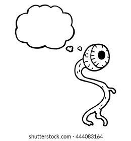 gross freehand drawn thought bubble cartoon eyeball