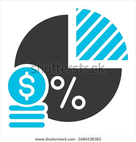 Gross Margin Glyph Blue Grey Single Icon Illustration