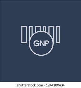 Gross national product (GNP) icon. Trendy flat vector line Gross national product (GNP) icon on dark blue background from Business  collection. 