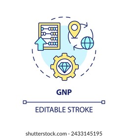 Gross national product multi color concept icon. National economy growth. Capital gain, income. Round shape line illustration. Abstract idea. Graphic design. Easy to use in brochure, booklet