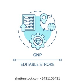 Gross national product soft blue concept icon. National economy growth. Capital gain, income. Round shape line illustration. Abstract idea. Graphic design. Easy to use in brochure, booklet