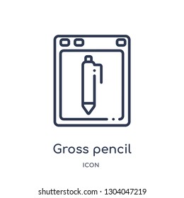 gross pencil icon from user interface outline collection. Thin line gross pencil icon isolated on white background.