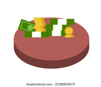 Salario bruto sin impuestos. Ilustración plana de color simple de Vector.