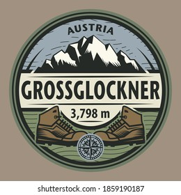 The Grossglockner - the highest mountain in Austria and the highest mountain in the Alps east of the Brenner Pass, vector illustration