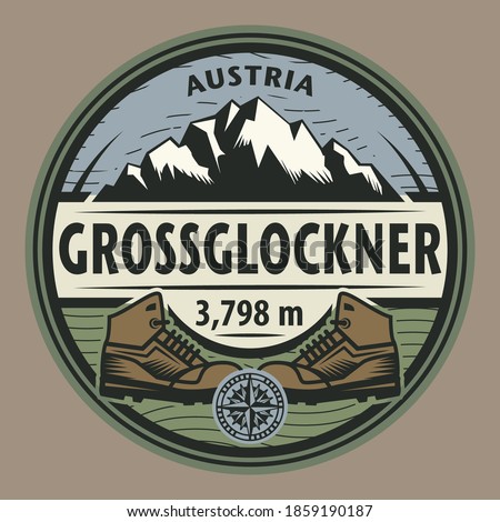 The Grossglockner - the highest mountain in Austria and the highest mountain in the Alps east of the Brenner Pass, vector illustration