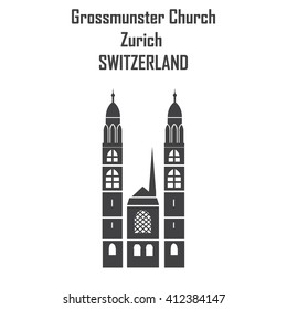 Grossmunster Church in Zurich old town, on the river side of Limmat, Zurich, Switzerland