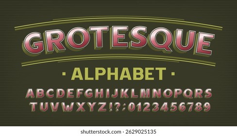 Grotesque alphabet font. Sans serif letters and numbers. Vector typeface for your typography design.