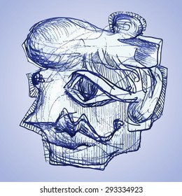 Grotesque character. Surreal head 