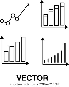 Groth barchart and line graph set analysis thin line icon vector.eps