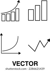 Groth barchart and line graph set analysis thin line icon vector 
