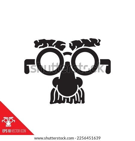 Groucho glasses fun mask vector glyph icon. Novelties symbol.