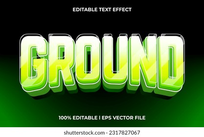Ground 3d text effect and editable text, template 3d style use for green tittle