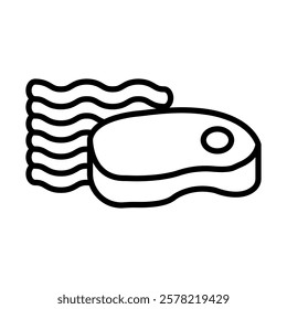 Ground Beef Vector Line Icon Design