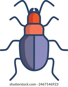 Ground Beetle linear color vector illustration