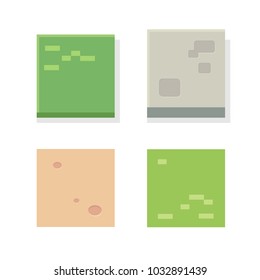 Ground blocks and texture grass soil and stone. Game element. Isolated flat design.