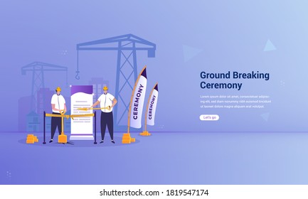 Ground breaking ceremony illustration concept, ceremony for property development