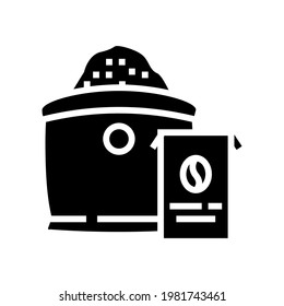 ground coffee bag glyph icon vector. ground coffee bag sign. isolated contour symbol black illustration