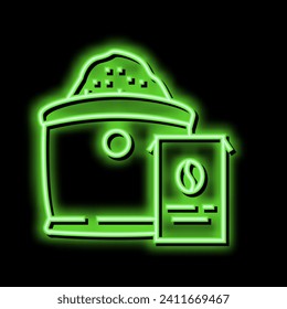 ground coffee bag neon light sign vector. ground coffee bag illustration
