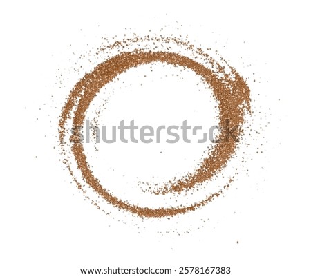 Ground coffee or cocoa powder in a circular swirl pattern on a white background. Ideal for food, drinks, or natural designs	