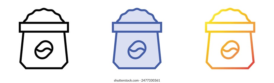 ground coffee icon. Linear, Blue Fill and Gradient Style Design Isolated On White Background