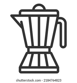 Cafetera terrestre - icono, ilustración sobre fondo blanco, estilo de contorno