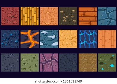 Ground concrete stone texture patterns set vector Illustrations